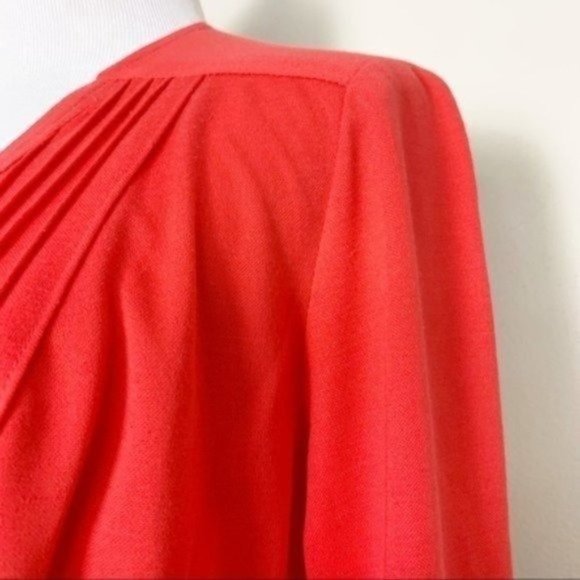 Vintage 60s 70s Edith Flagg Red Pleated Long Sleeve Midi Wrap Dress Small - Picture 10 of 12